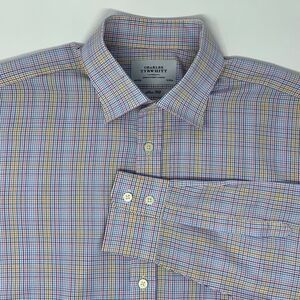 Charles Tyrwhitt Multi Color Check Slim Fit  Men's Shirt Neck 16 1/2"  Sleeve 35